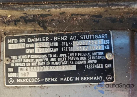 1987 Mercedes-Benz 560 Sl z USA, uszkodzony, nr VIN WDBBA48D1HA057073